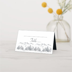 Winter Wedding Mountain Rustic, Country Slate Grey Place Card