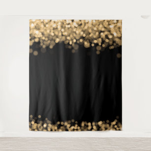 Winter Wedding Photo Backdrop Gold Lights Tapestry