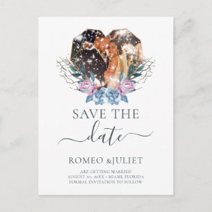 Winter Wedding Photo Heart Shape Announcement Postcard