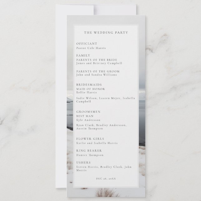 Winter wedding photo landscape wedding program invitation (Back)