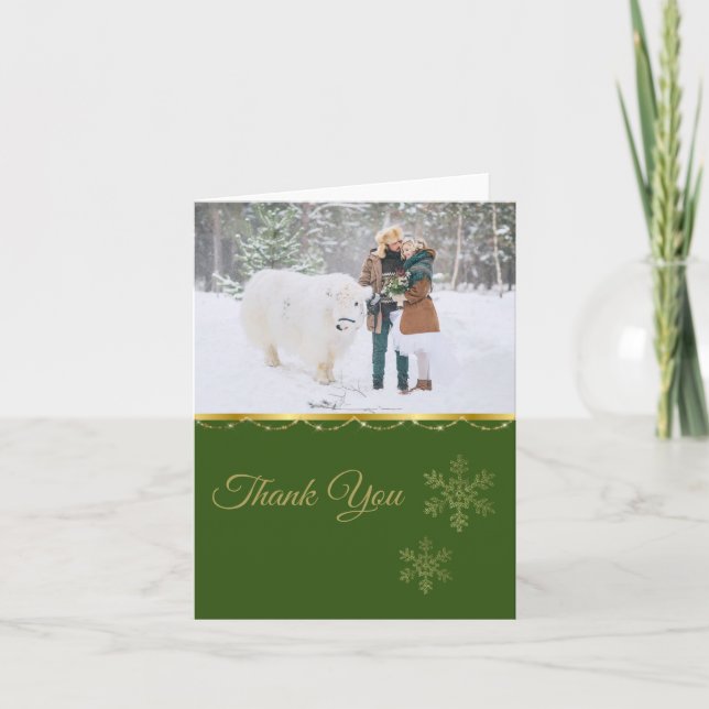 Winter Wedding Photo Thank You Card (Front)