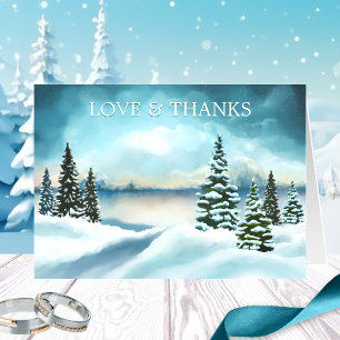 Winter Wedding Photos Thank You Note Card
