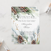 Winter Wedding Pine Cones Snow Pine Branches