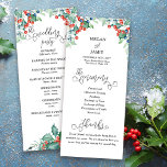 Winter Wedding Program with Elegant Text and Holly<br><div class="desc">Winter wedding program with elegant calligraphy and watercolor design. This design features winter berries,  holly,  pine and evergreen greenery. A beautiful choice for a winter wedding or christmas wedding.</div>