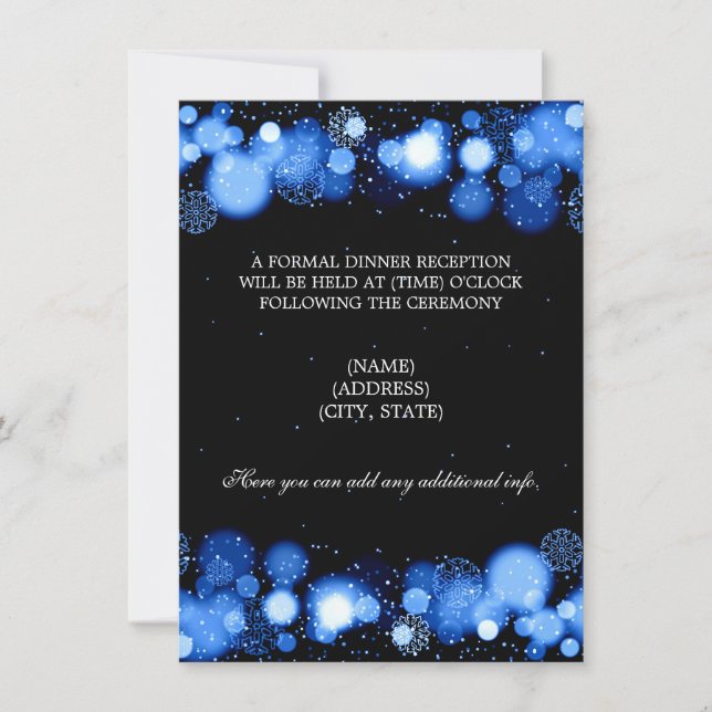 Winter Wedding Reception Blue Lights Invitation (Front)
