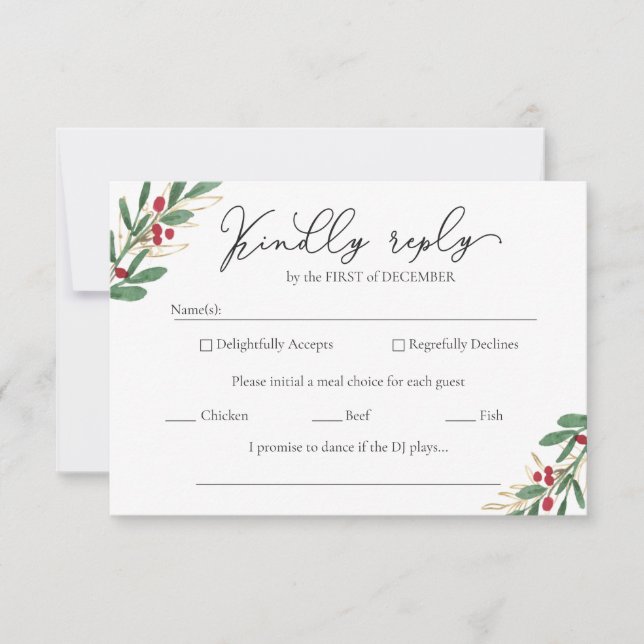 Winter Wedding RSVP Cards - Modern Christmas (Front)