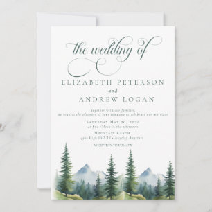Winter Wedding Rustic Mountains QR Code Invita Invitation