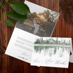 Winter Wedding Rustic Mountains Thank You Card