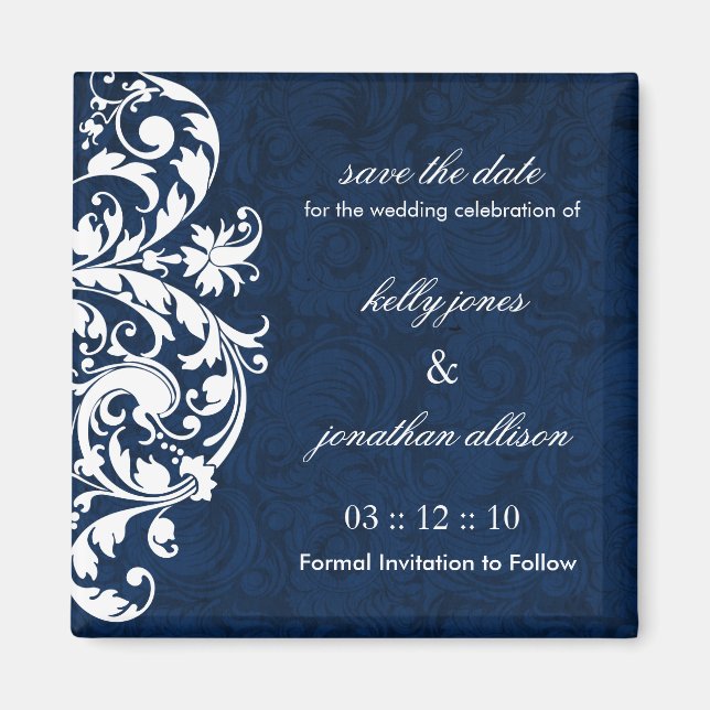 Winter Wedding Save the Date Wedding Magnet (Front)