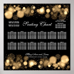Winter Wedding Seating Chart Gold Lights