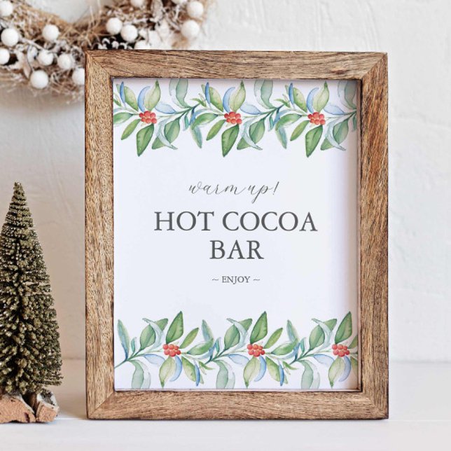 Winter Wedding Sign Hot Chocolate Bar Sign (Hot cocoa bar sign features unique watercolor art by Victoria Grigaliunas of Do Tell A Belle)