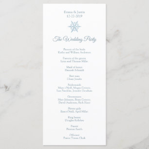 Winter Wedding Silver Blue Snowflake Rackckard Programme