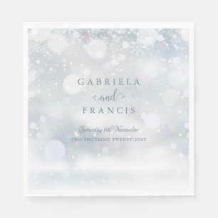 Winter Wedding Snowflakes Elegant Script Napkin