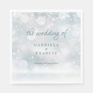 Winter Wedding Snowflakes Elegant Script Napkin