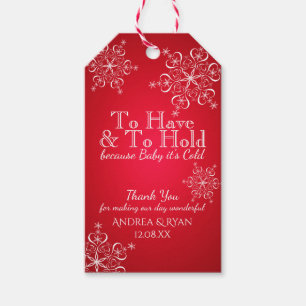Winter Wedding Snowflakes Red Gift Tags