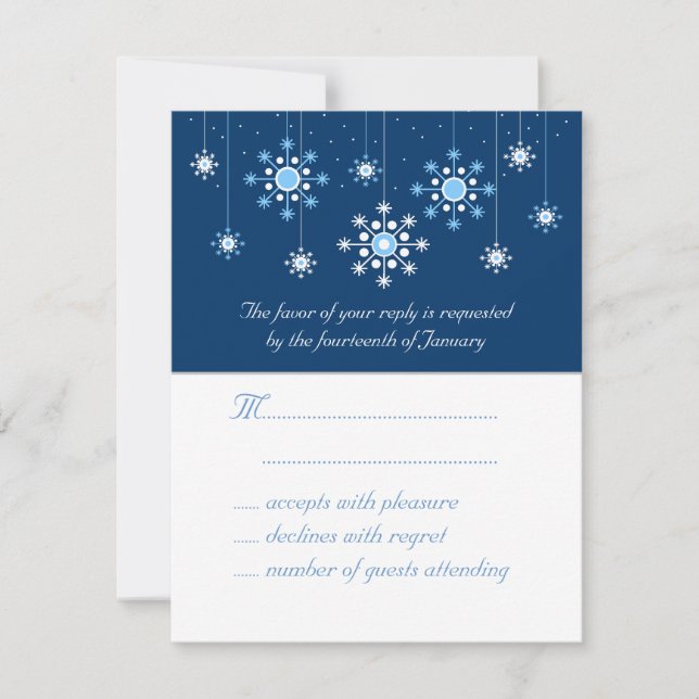 Winter Wedding Snowflakes Response Card (Front)