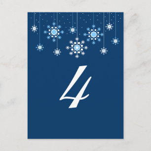 Winter Wedding Snowflakes Table Number Card