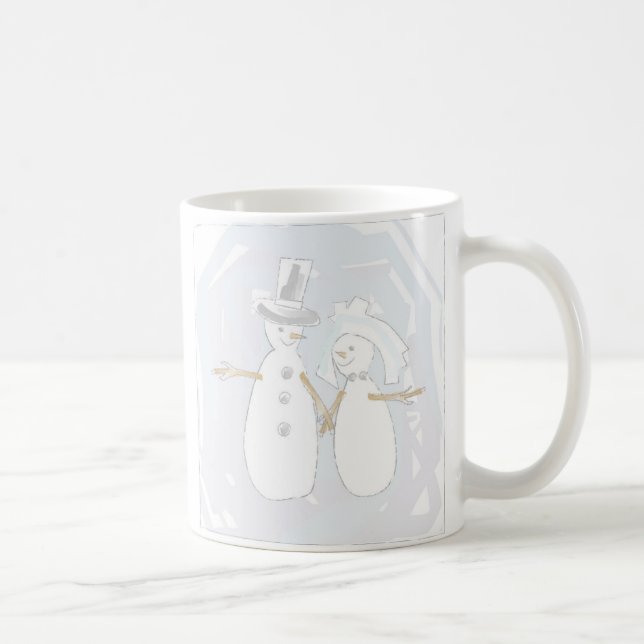 Winter Wedding Snowman Bride and Groom Coffee Mug (Right)