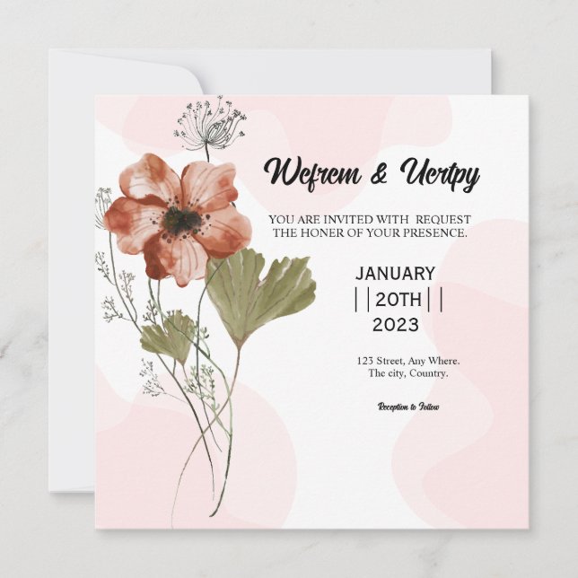 Winter Wedding Square Invitation Card Design (Front)