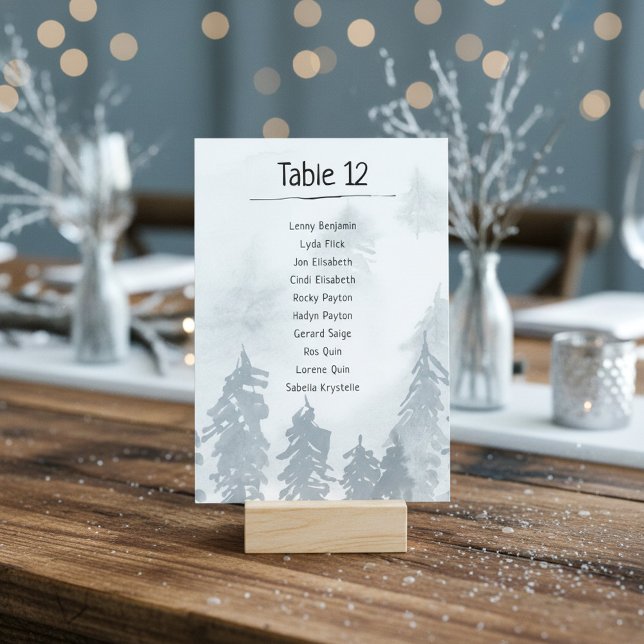 Winter wedding Table Number Seating Chart (Winter wedding Table Number Seating Chart.)