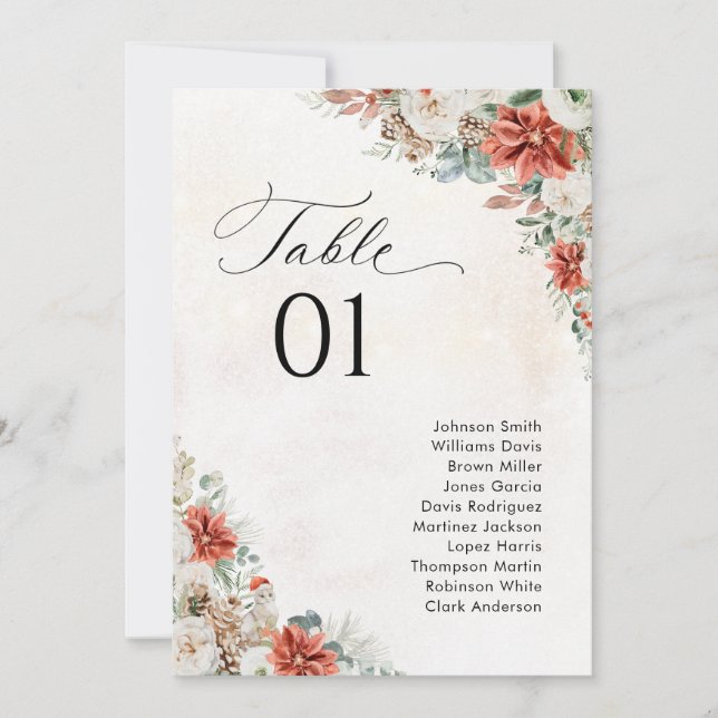 Winter Wedding Table Seating Chart (Front)