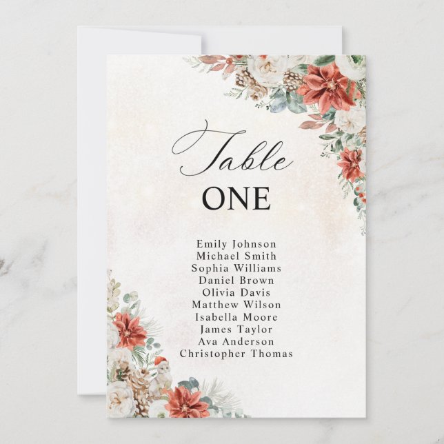 Winter Wedding Table Seating Chart (Front)