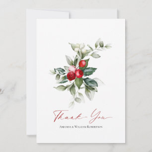 Winter Wedding Thank You Card with Festive Touch