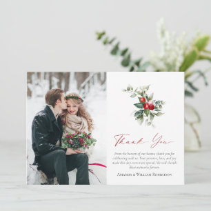 Winter Wedding Thank You Card with Festive Touch