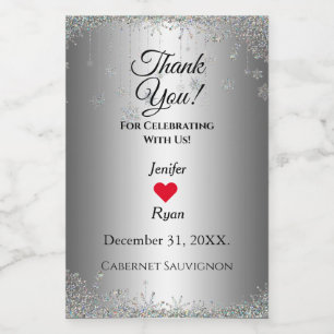 Winter wedding Thank you Wine Bottle Label