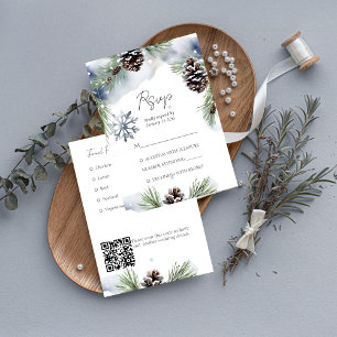 Winter wedding watercolor snowy pines template