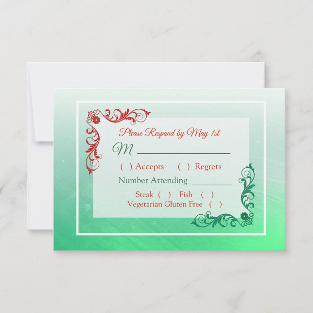 Winter Wedding  Wedding RSVP card (Front)