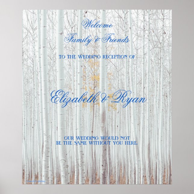 Winter Wedding, White Birch, Custom Welcome Poster (Front)