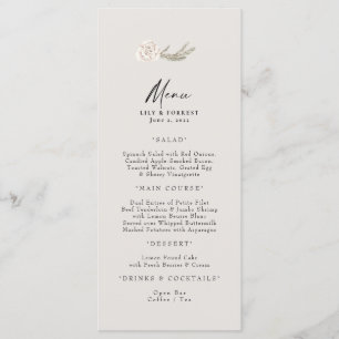 Winter Wedding White Rose Neutral Menu