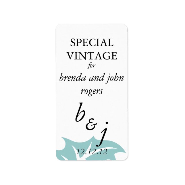 Winter Wedding Wine Bottle Labels (Front)
