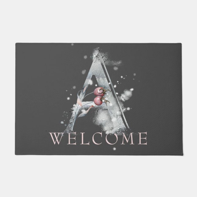 Winter WELCOME  Monogram A Doormat (Front)