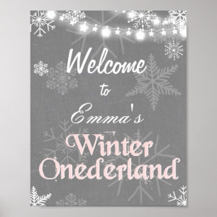 Winter Welcome Sign Onederland birthday Girl Pink