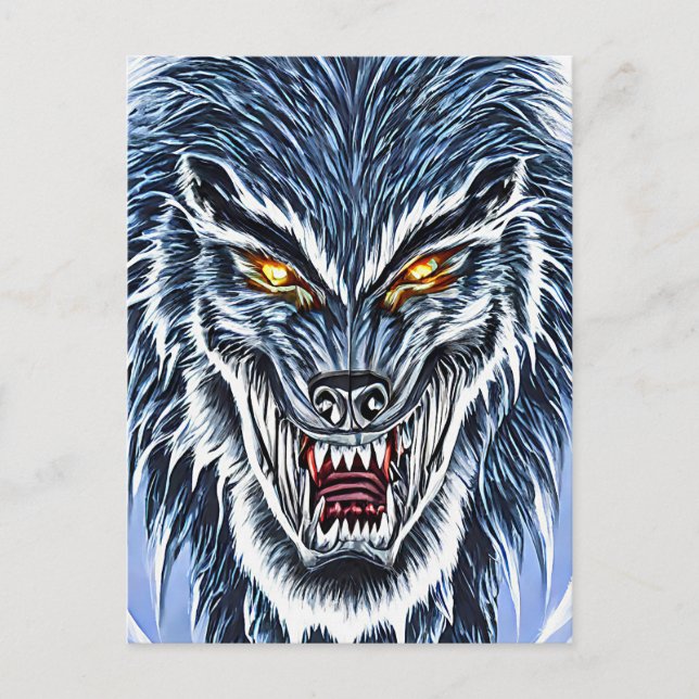 Winter Werewolf Fantasy Dark horror art   Postcard (Front)