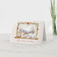 Winter Westie in Window Christmas Card