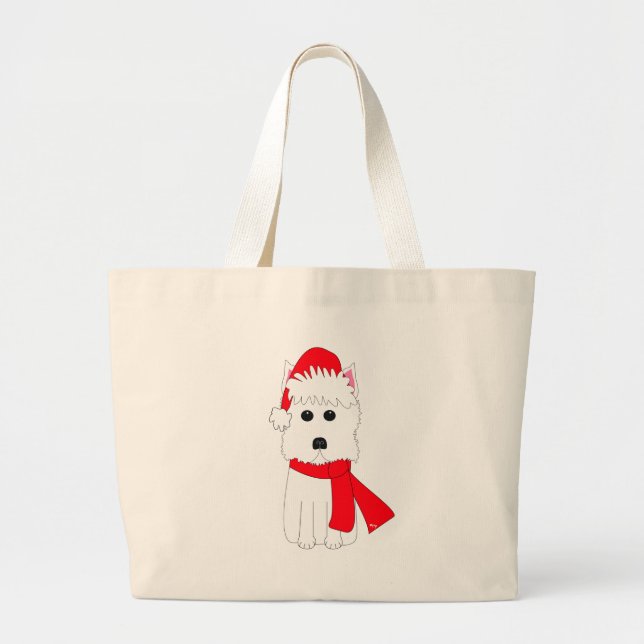 Winter Westie Large Tote Bag (Front)