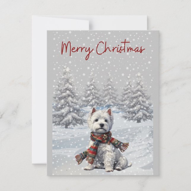 Winter Westie Merry Christmas Card (Front)