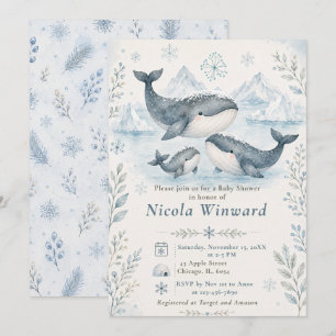Winter Whale Baby Shower Invitation