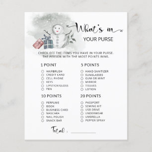 Winter What's in your purse baby shower game