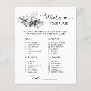 Winter What's in your purse baby shower game