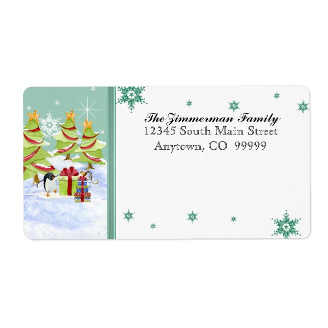 Winter Whimsy Cute Penguin Babies in Snow Star (Front)