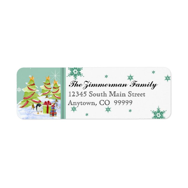 Winter Whimsy Cute Penguin Babies in Snow Star (Front)