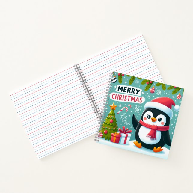 Winter Whimsy: Festive Penguin Square Notebook (Inside)