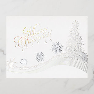 Winter Whimsy: Merry Christmas Tree Foil Holiday Postcard