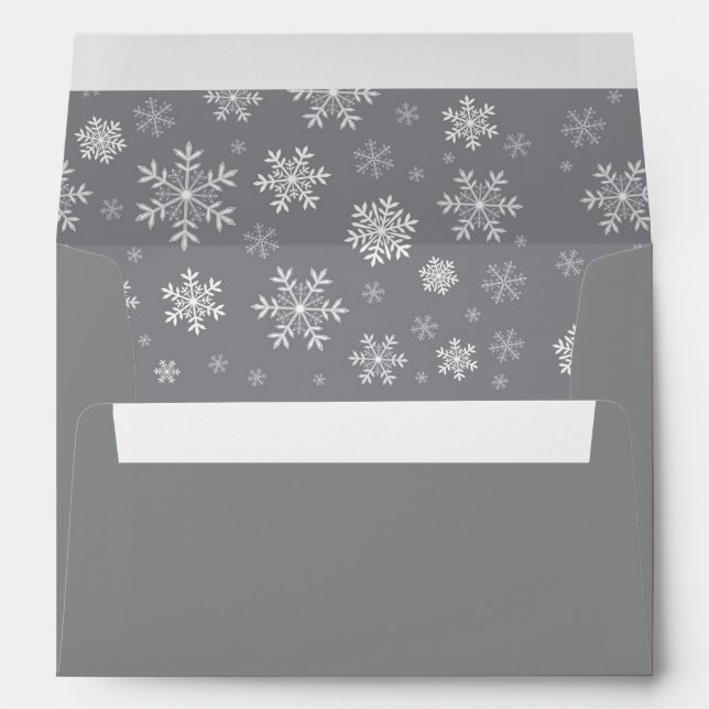Winter White and Grey Snowflake Pattern Envelope (Back (Bottom))