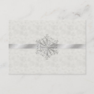 Winter White and Silver Snowflake Wedding RSVP Card