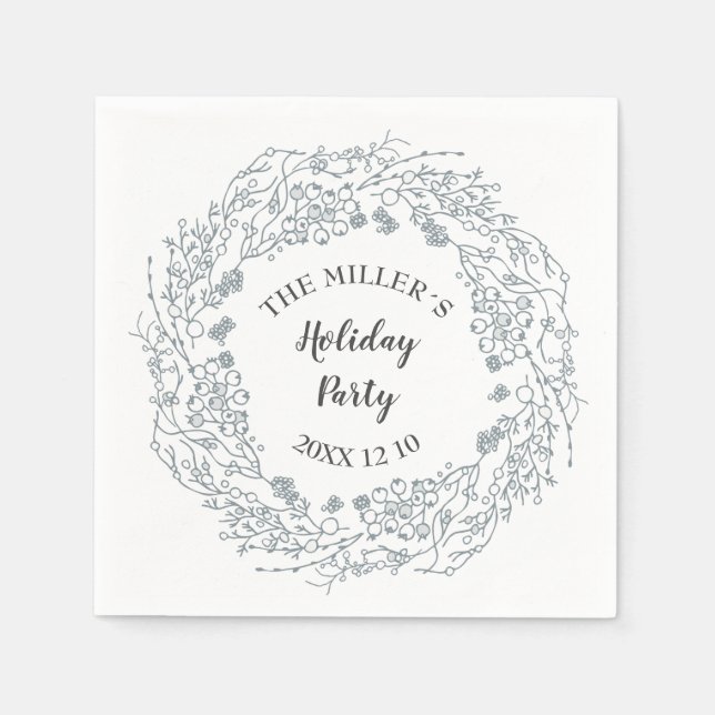 Winter White berries wreath Napkin (Front)